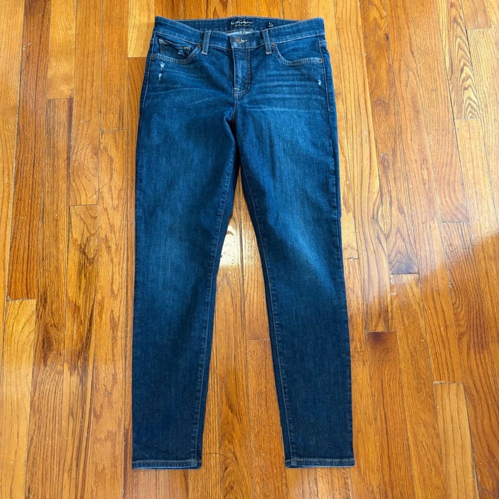 Lucky Brand Womens 6/28 Ava Skinny Jeans Blue Ankle Length Distressed 28"X26"